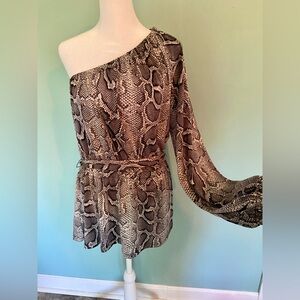 Michael Michael Kors Snake Print One-Shoulder Top